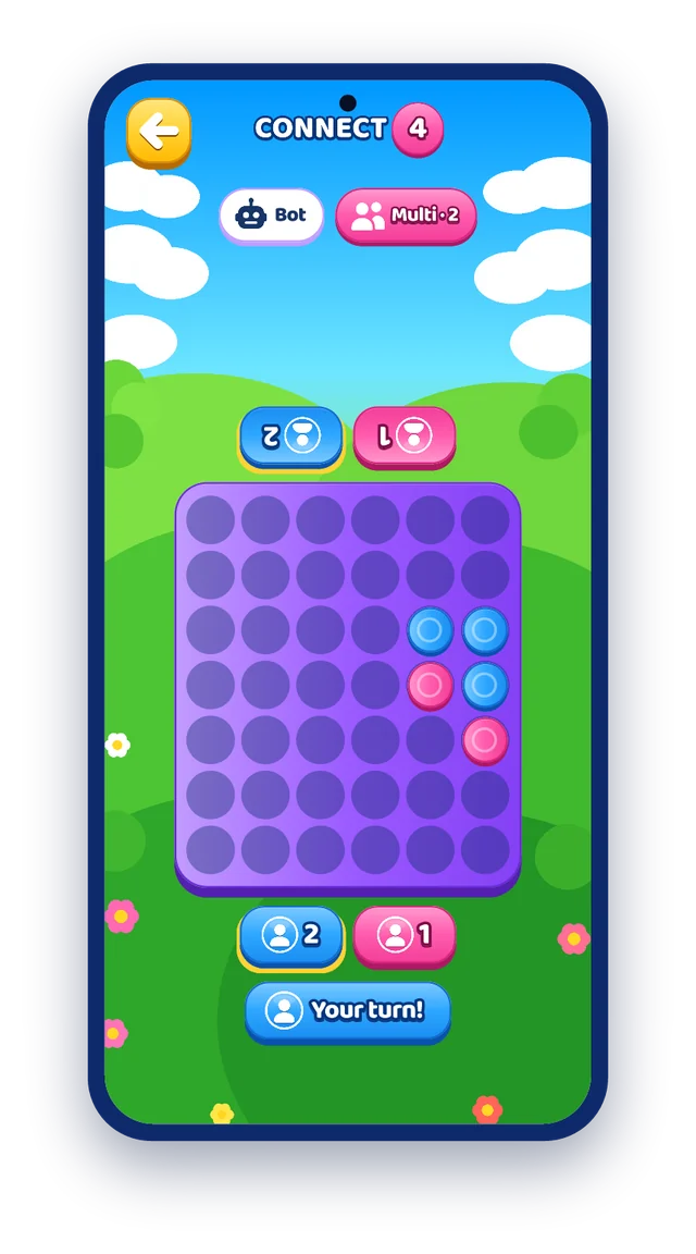 Connect 4 match for two players on the same phone